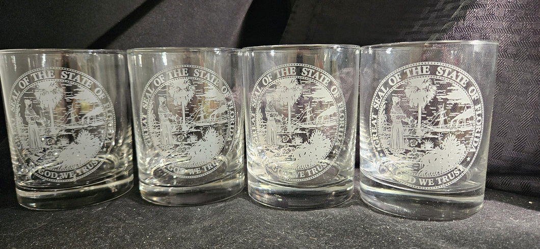 State Seal Old Fashioned Glassware set of 4