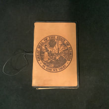 Load image into Gallery viewer, State Seal Black Leather Travel Journal

