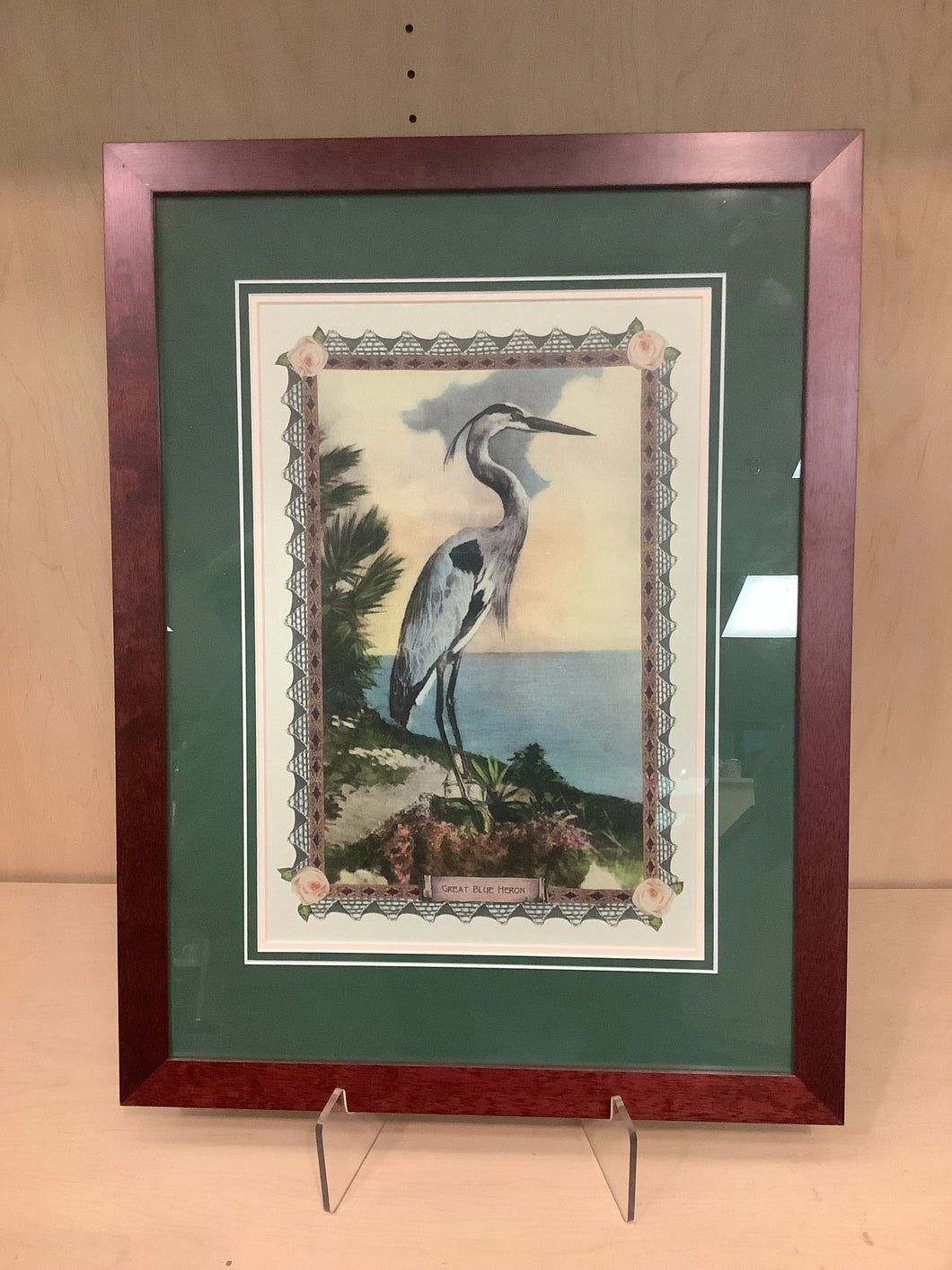 17x22.5 Blue Heron Print- Framed