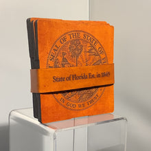 Load image into Gallery viewer, State Seal Leather Coaster Set
