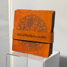 Load image into Gallery viewer, State Seal Leather Coaster Set
