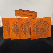 Load image into Gallery viewer, State Seal Leather Coaster Set

