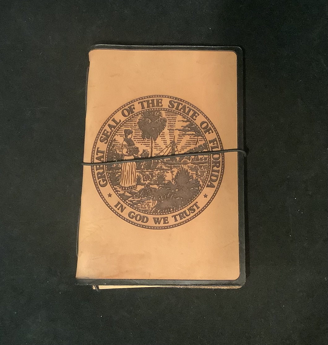 State Seal Black Leather Travel Journal