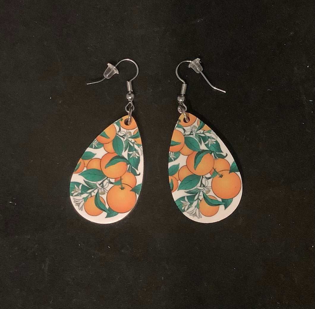 Orange Blossom Wood Earrings