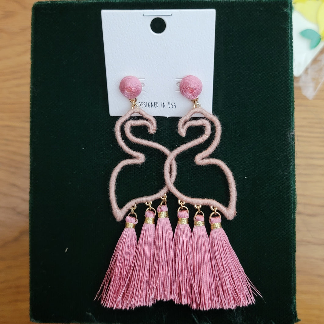 Earrings Flamingo Wrapped with Tassel