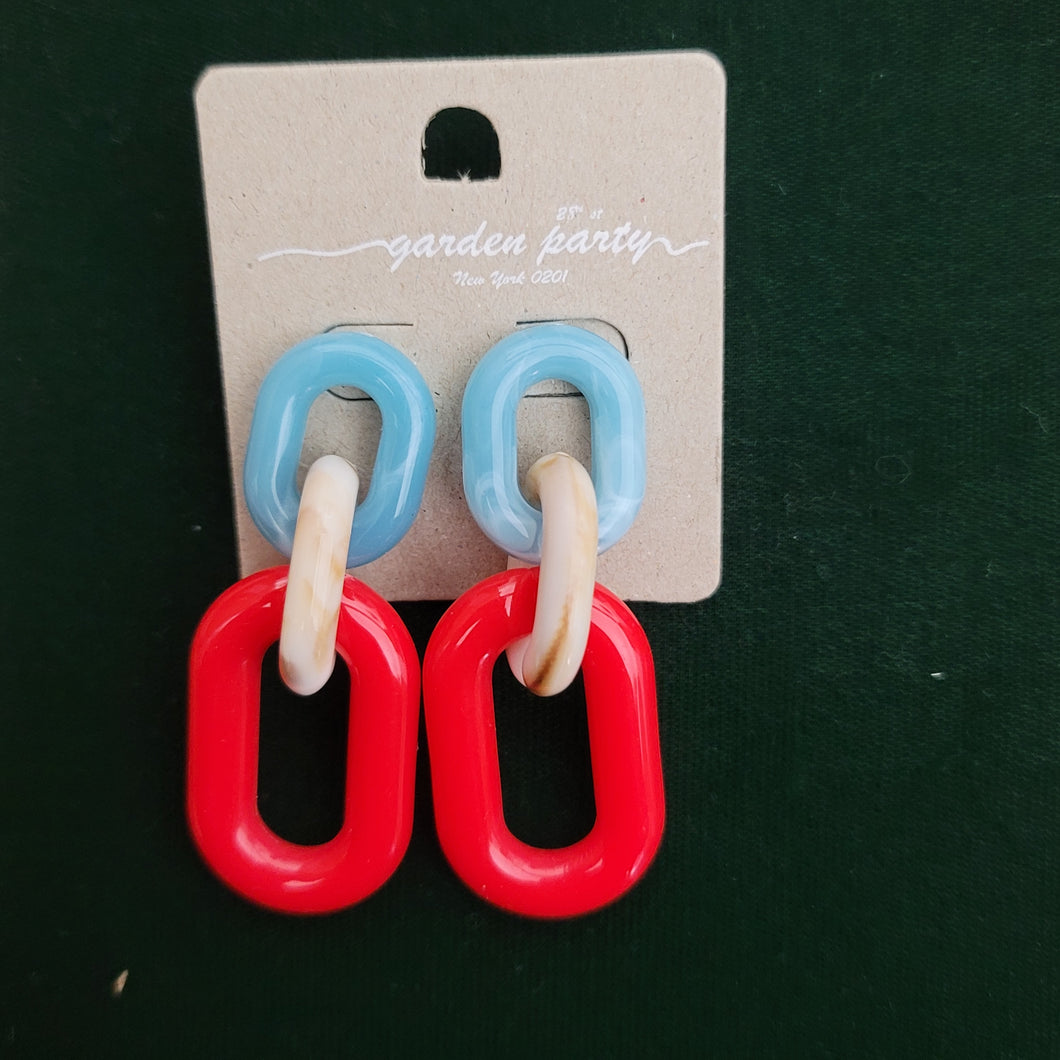 Red, White and Blue Chain Earrings