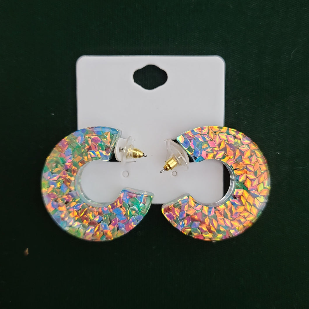 Hoop Earrings Sequined Resin