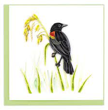 Notecard Quilling Red Winged Blackbird